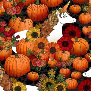 Unicorns Resting in the Autumn Harvest (large scale) 