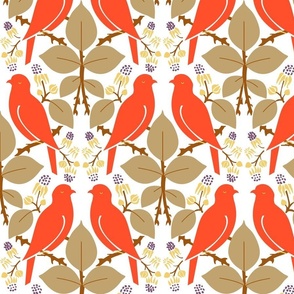 Voysey Red Birds Rasberries Tile