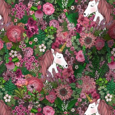 Unicorns in a Rose Colored Garden (small scale) 