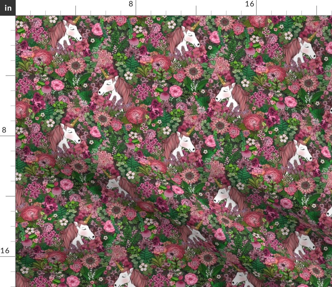 Unicorns in a Rose Colored Garden (small scale) 
