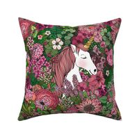 Unicorns in a Rose Colored Garden (large scale) 