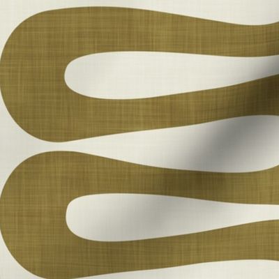 Abstract Mid Century Modern Geometric Curve Stripe in Bronze Brown and Cream