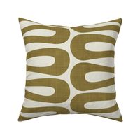 Abstract Mid Century Modern Geometric Curve Stripe in Bronze Brown and Cream