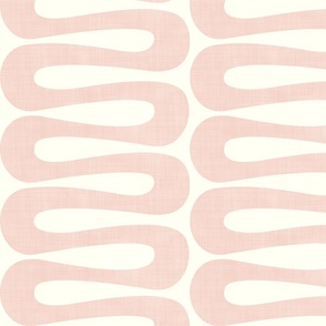 Abstract Mid Century Modern Geometric Curve Stripe in Bubblegum Blush Pink and Cream