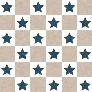 (1" scale) Star Checks - USA Patriotic Stars - navy/beige - LAD23