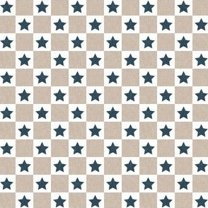 (1/2" scale) Star Checks - USA Patriotic Stars - navy/beige - LAD23