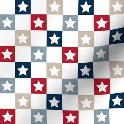 (1" scale) Star Checks - USA Patriotic Stars - Red/Navy/Dusty Blue - LAD23