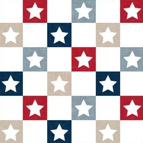 (1" scale) Star Checks - USA Patriotic Stars - Red/Navy/Dusty Blue - LAD23