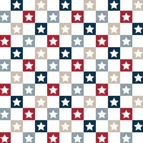 (1/2" scale) Star Checks - USA Patriotic Stars - Red/Navy/Dusty Blue - LAD23