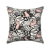 Bunny Rabbit Dreamland | Large Scale | Black Off-White and Blush