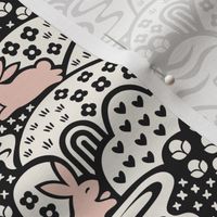 Bunny Rabbit Dreamland | Medium Scale | Black Off-White and Blush