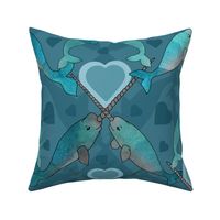 Narwhal Love (Blue large scale) 