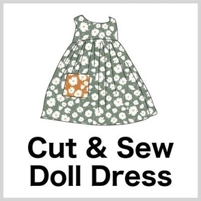 Strawflower Cut & Sew Doll Dress (sage) on FAT QUARTER for Forever Virginia Dolls and other 1/8, 1/6 and 1/5 scale child dolls // little small scale tiny mini micro doll 