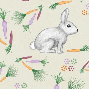 Bunny Rabbits & Carrots, Easter, 24 inch