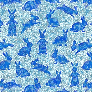 Blue Watercolor Year of the Rabbits