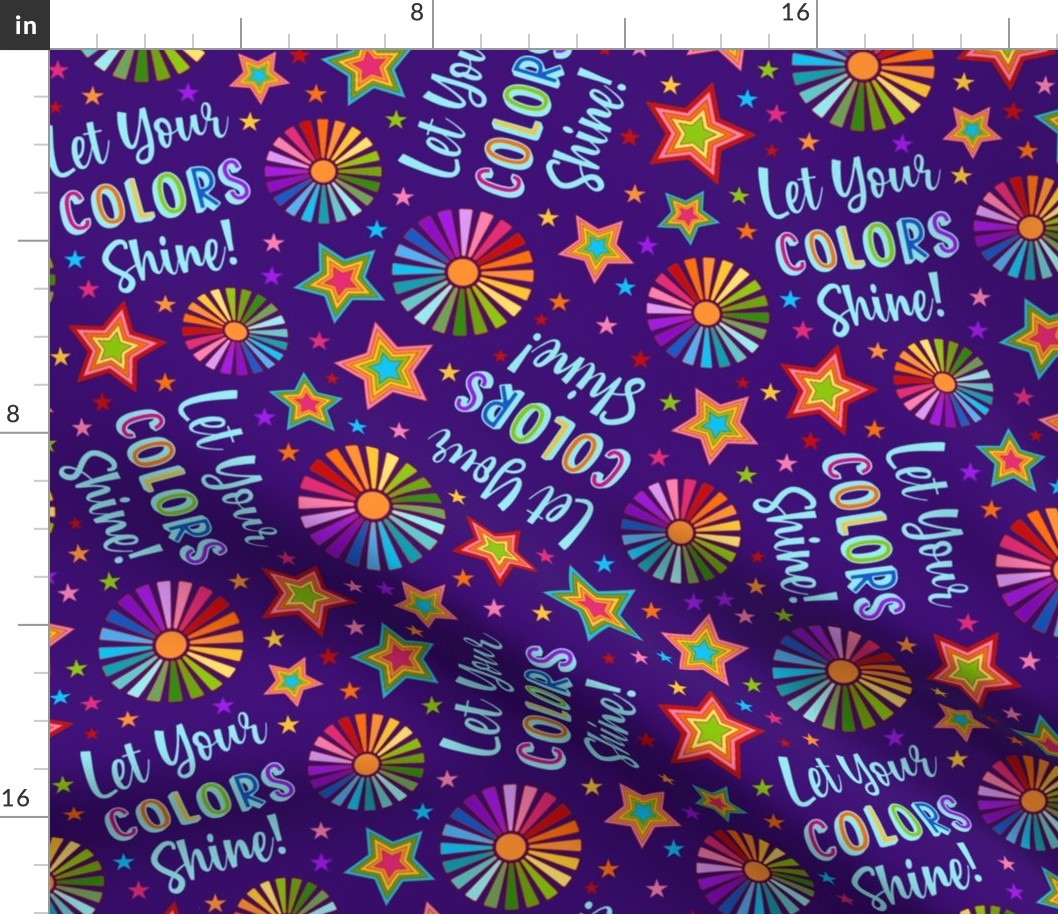 Large Scale Let Your Colors Shine Rainbow Stars and Sunshine on Purple