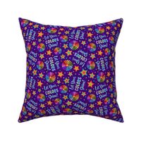 Medium Scale Let Your Colors Shine Rainbow Stars and Sunshine on Purple