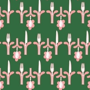 Retro dining pattern in pink and green