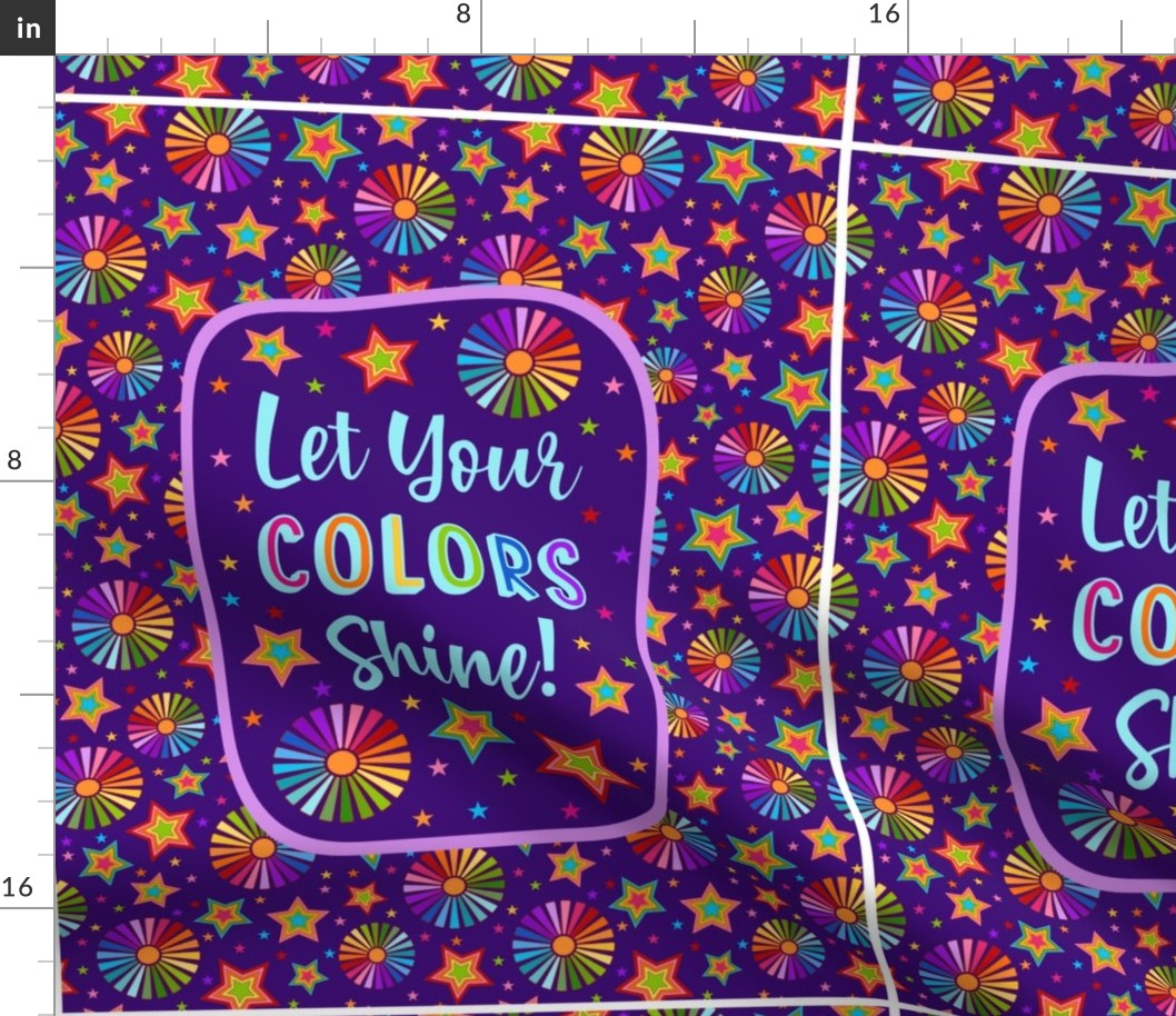  14x18 Panel Let Your Colors Shine Rainbow Stars and Sunshine for DIY Garden Flag Hand Towel or Small Wall Hanging