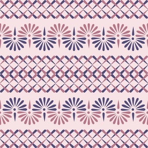  Pink hue folk art ornamental seamless pattern 