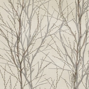 Ernesto Trees - Mixed Media - Cream Linen Wallpaper