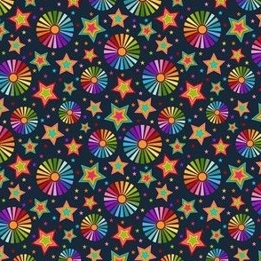 Small Scale Let Your Colors Shine Rainbow Stars and Sunshine on Dark Navy