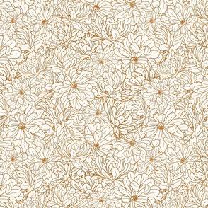 Magnolia Flowers In Bloom - Cream and Gold - Small Scale