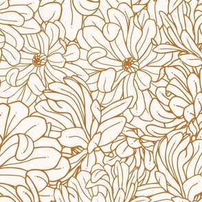 Magnolia Flowers In Bloom - Cream and Gold - Jumbo Scale