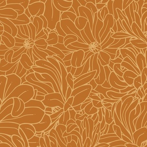 Magnolia Flowers In Bloom - Gold and Terracotta - Jumbo Scale