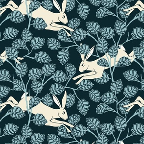 Rabbits in the Thicket - Large - Navy