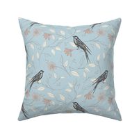 Birds and Nature - Woodland Wings on Blue