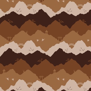 Japanese Mountains - Brown - Medium scale