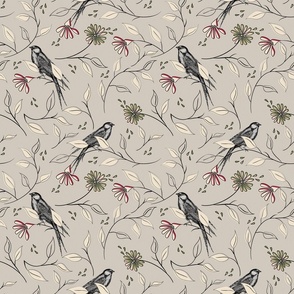 Birds and Nature_Woodland Wings_Linen-Cloth Agreeable Gray