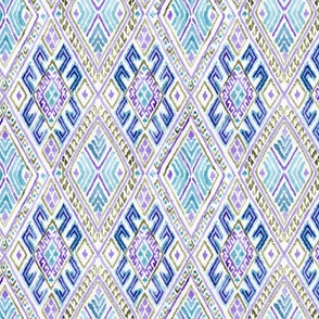 watercolore IKAT blue green