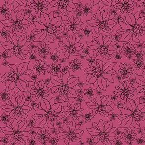 Pink Poison Flower sketch in magenta (small, repeat)