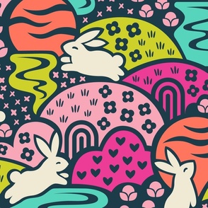Bunny Rabbit Dreamland | X-Large Scale | Bright Multi