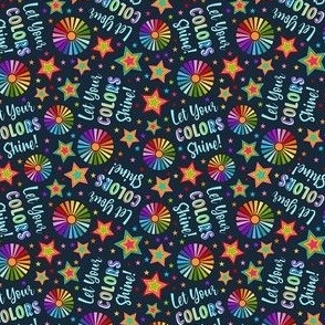 Small Scale Let Your Colors Shine Rainbow Stars and Sunshine on Dark Navy