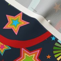 Large 27x18 Panel Let Your Colors Shine Rainbow Stars and Sunshine on Dark Navy for Wall Hanging or Tea Towel