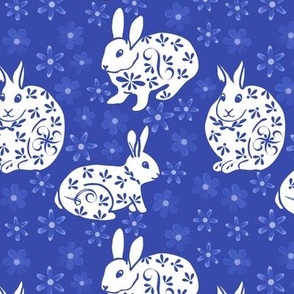Porcelain Rabbits Deep Bright Blue