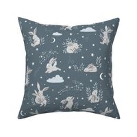 Star Bunny Dreams - on Dark Blue 