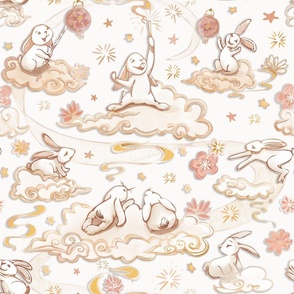 new year bunnies 2023 pastel gold _medium scale