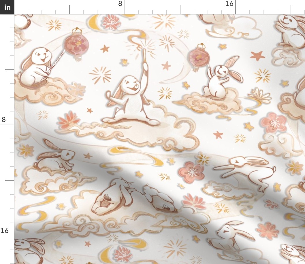 new year bunnies 2023 pastel gold _medium scale