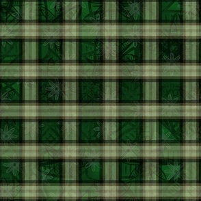 Green Floral Stripe Delight - Plaid