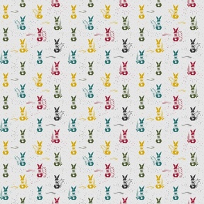 s - rabbits in the garden - grey