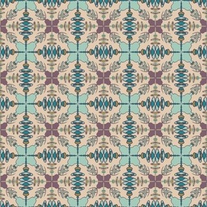 Teal Geometric with Plum Accents