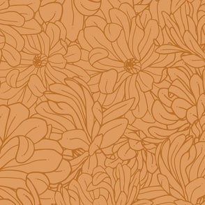 Magnolia Flowers In Bloom - Golden Brown - Jumbo Scale