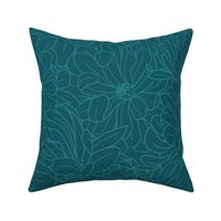 Magnolia Flowers In Bloom - Teal - Jumbo Scale