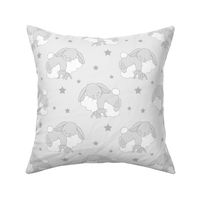 Bunny on Clouds Nursery Gray MEDIUM SIZE