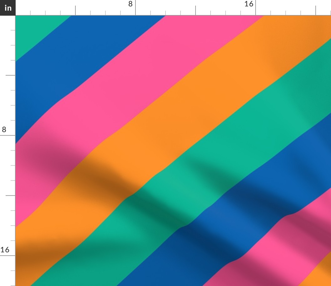 Diagonal Cabana Stripes in Summer '93 Rainbow