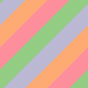Diagonal Cabana Stripes in Faded Sherbet Rainbow